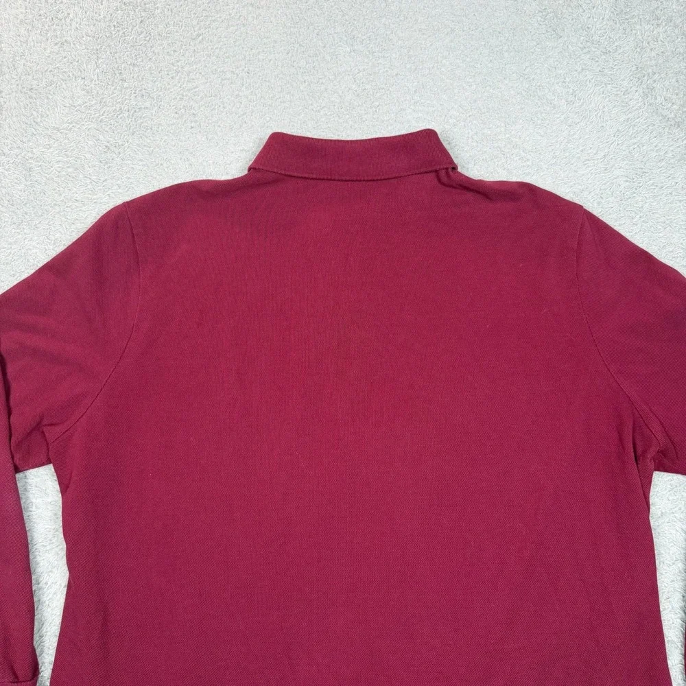 Polo Ralph Lauren Mens XL Classic Fit Long Sleeve Polo Shirt Burgundy‎ Cotton